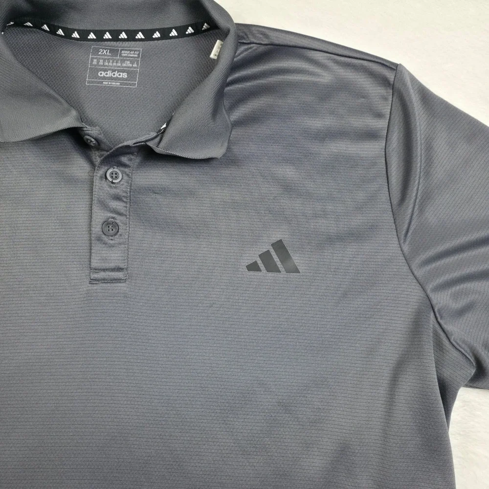 Adidas Polo Shirt Mens 2XL Gray Excellent Aeroready Textured‎ Golf IW5024